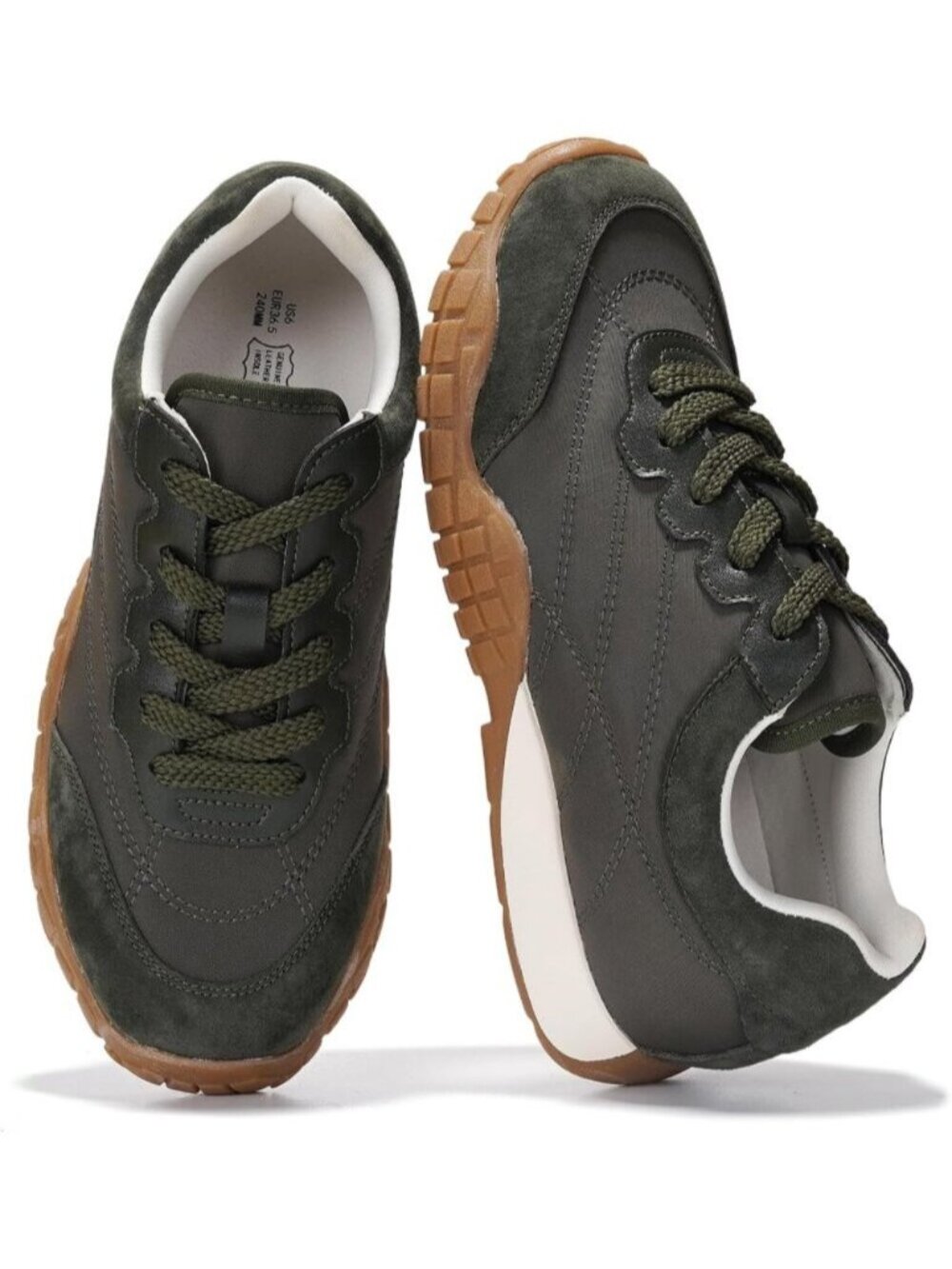 Women Olive Hitop Closed Toe Non Slip Memory Foam Insole Fashion Trendy Sneakers